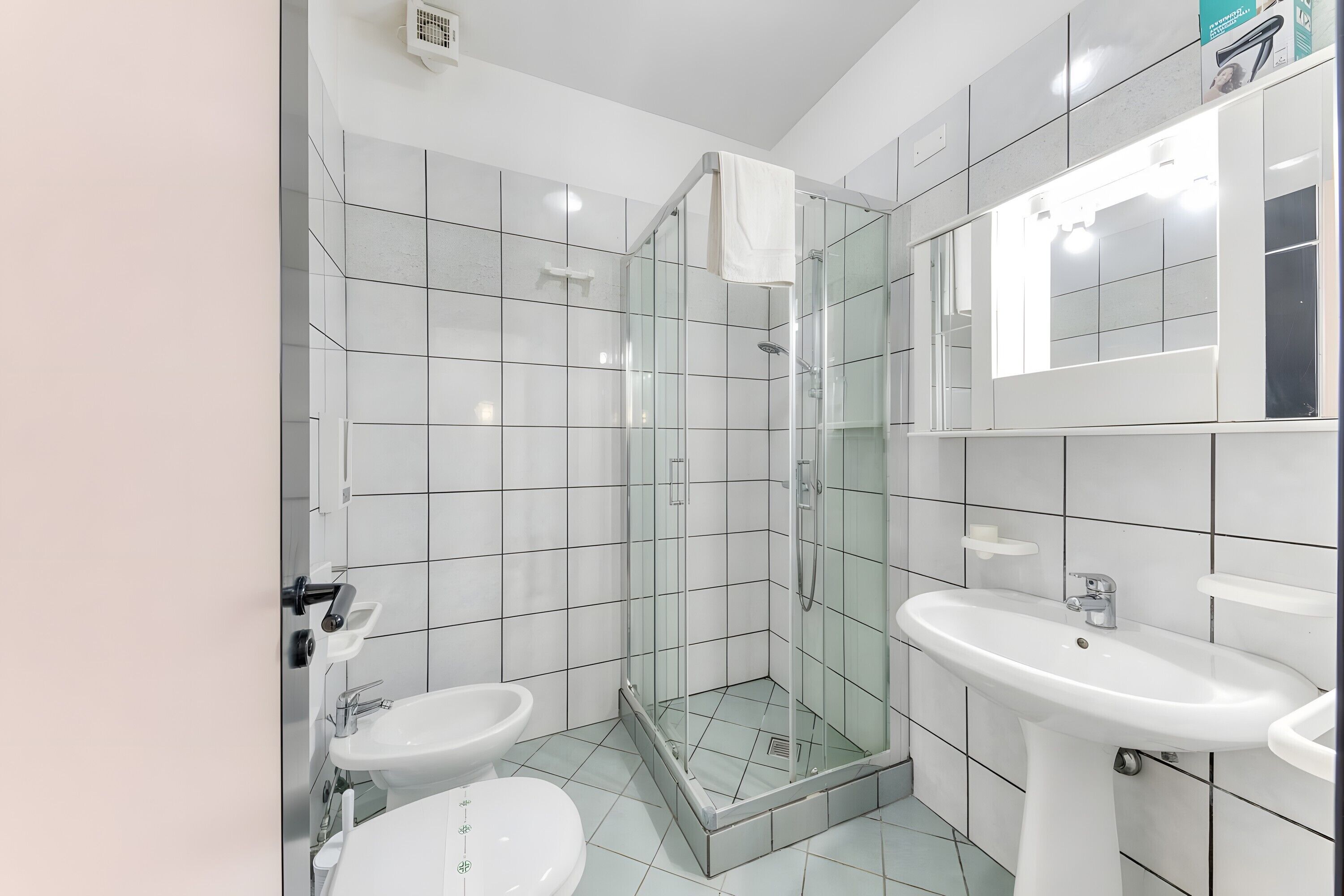 Dusche, Haartrockner, Handtücher