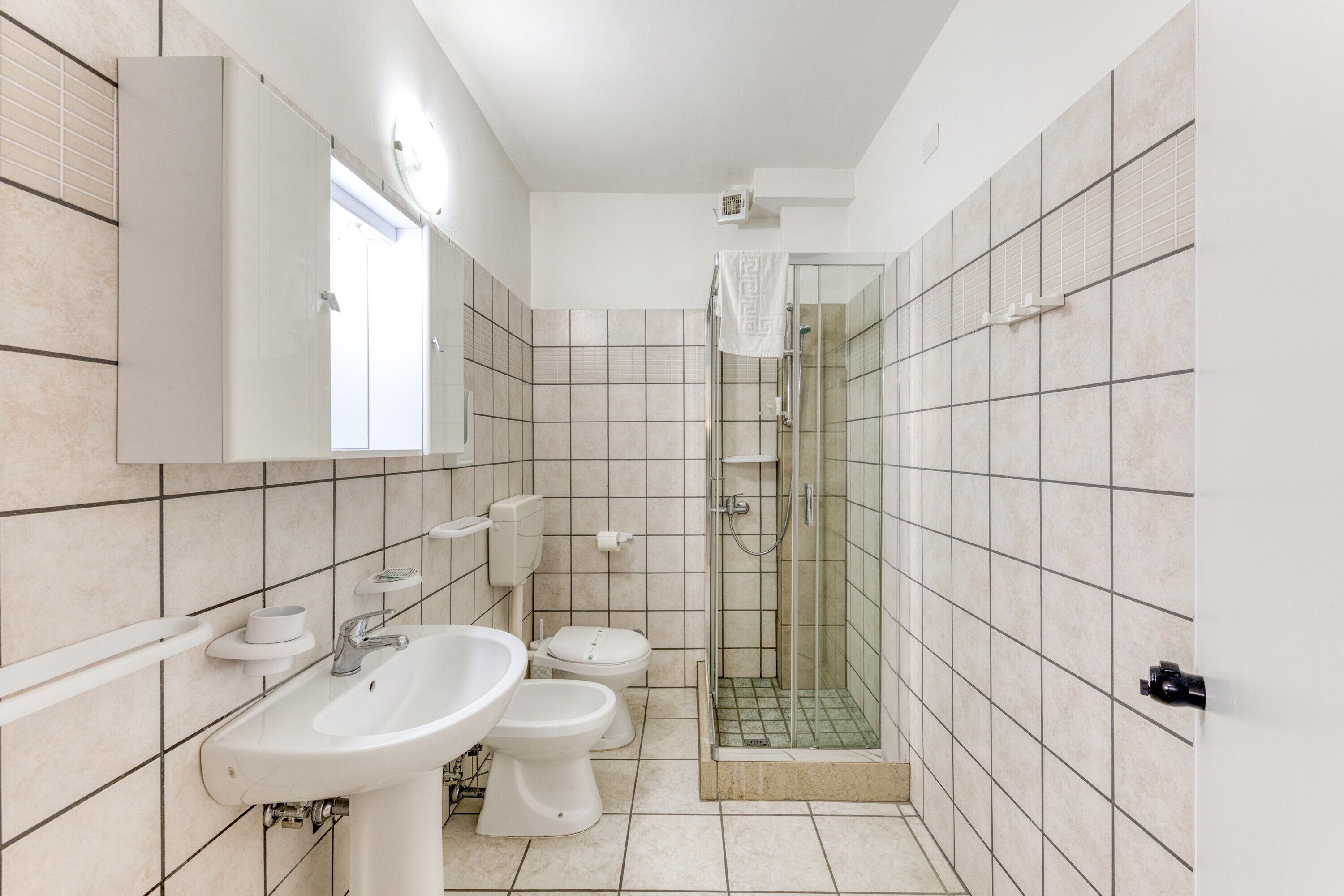 Dusche, Haartrockner, Handtücher