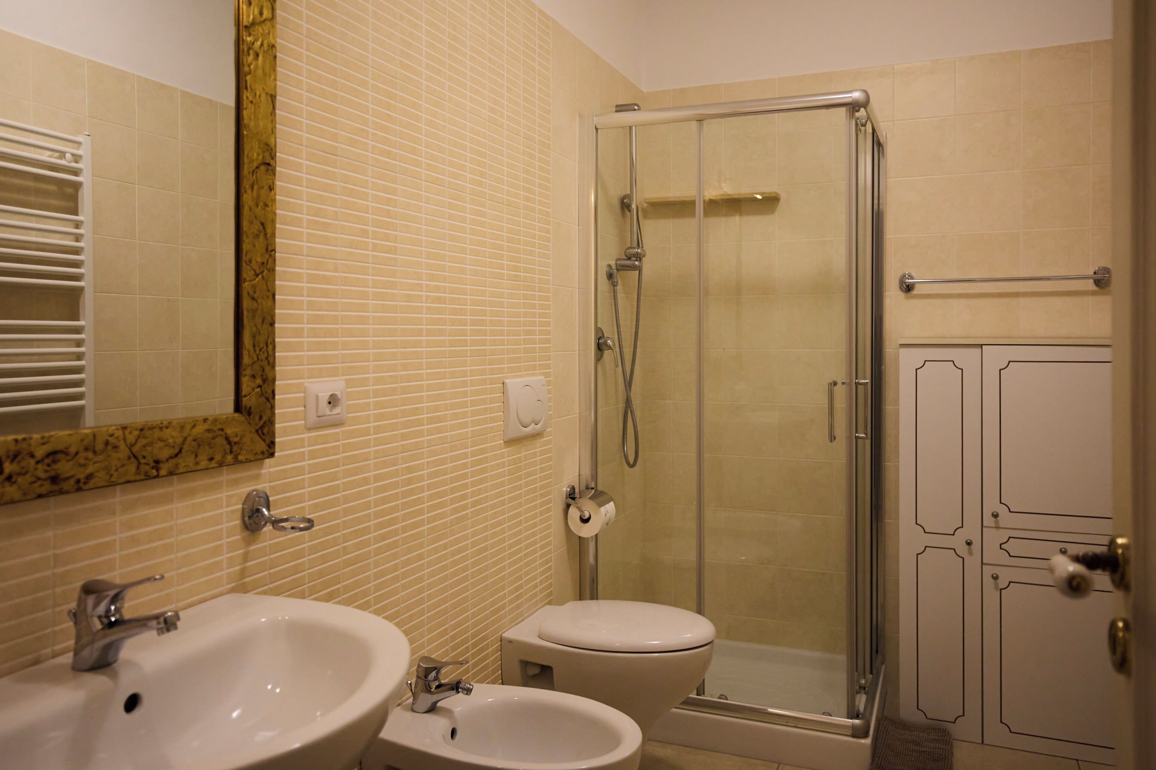 Hair dryer, bidet, towels