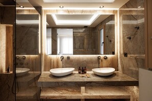 Shower, towels, soap, shampoo - Villa Myrdora, Divine Sea & City Views, Private Pool, Furnished Terrace, Naxos (Naxos)