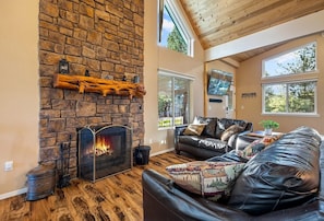 TV, fireplace - Family Forest Cabin (Heber)