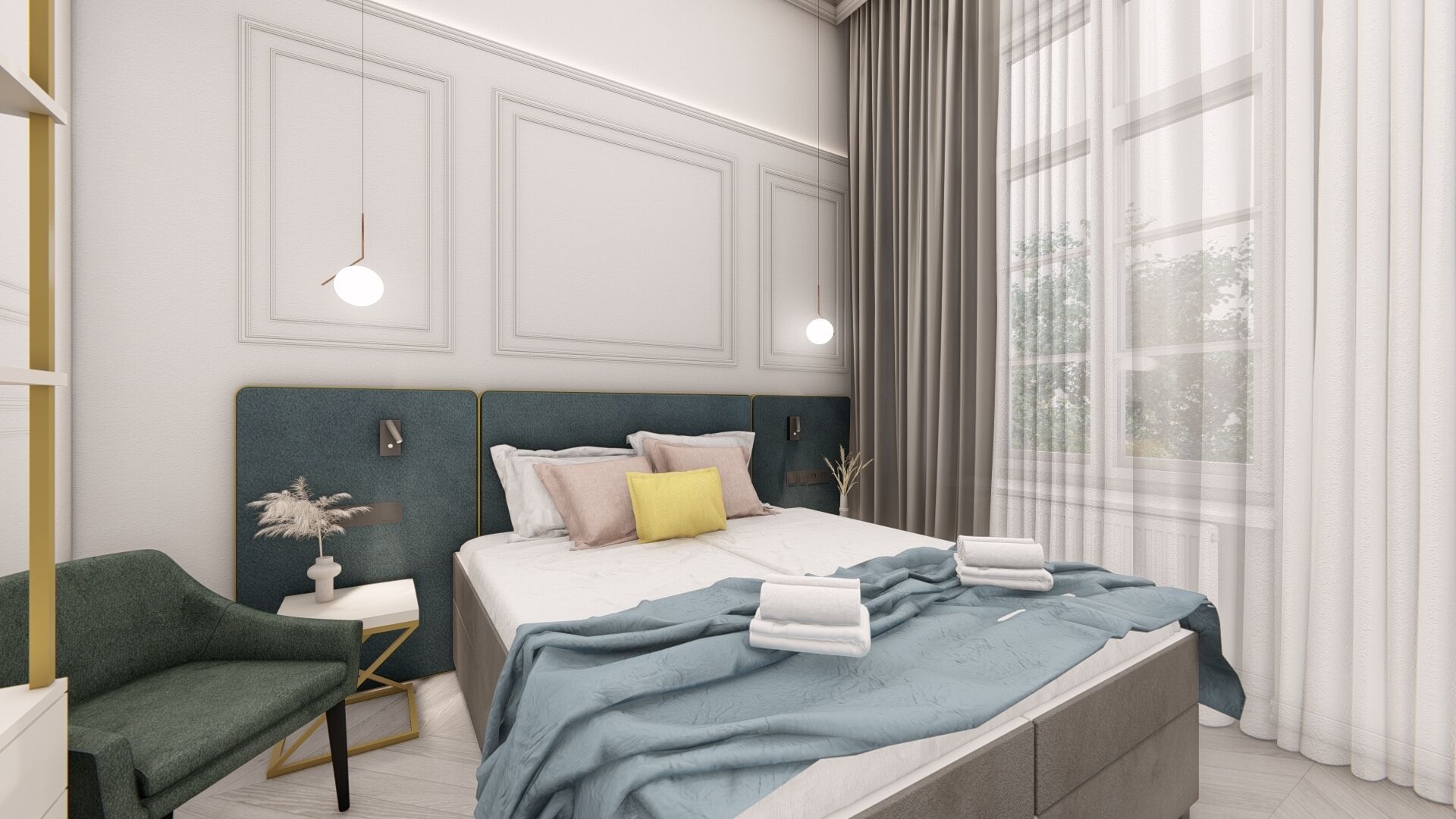 高级双人房 | 高档床上用品、记忆海绵床垫、客房内保险箱、办公桌