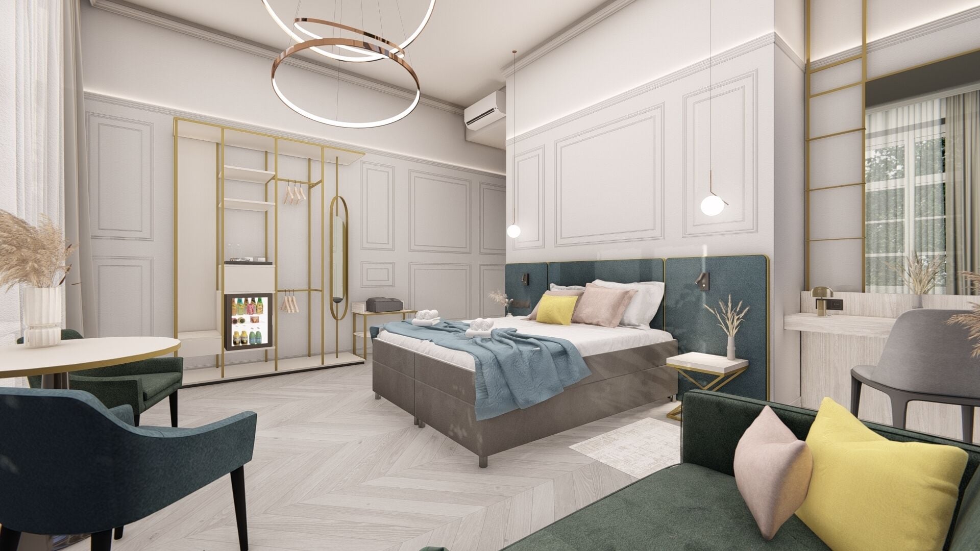 Junior Suite | Peralatan tempat tidur premium, busa memori, peti besi dalam bilik 