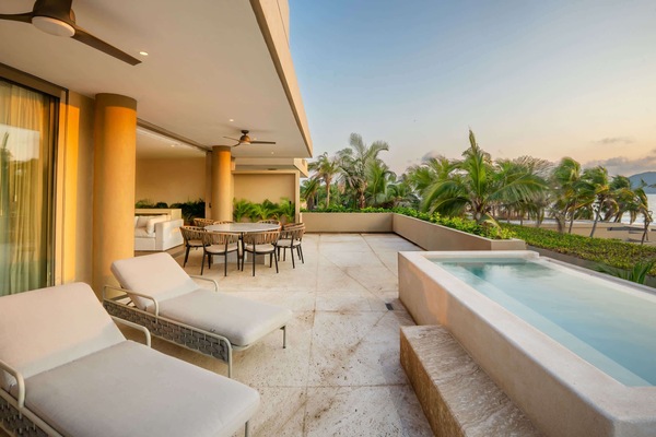 Private terrace with pool view