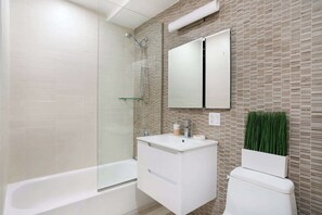 Shower, hair dryer, towels - 809-2A Gorgeous 1BR New W/D Modern Best Location (New York)