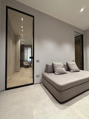 Luxus apartman, kilátással a városra | Nappalirész