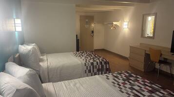 Desk, laptop workspace, free WiFi, bed sheets