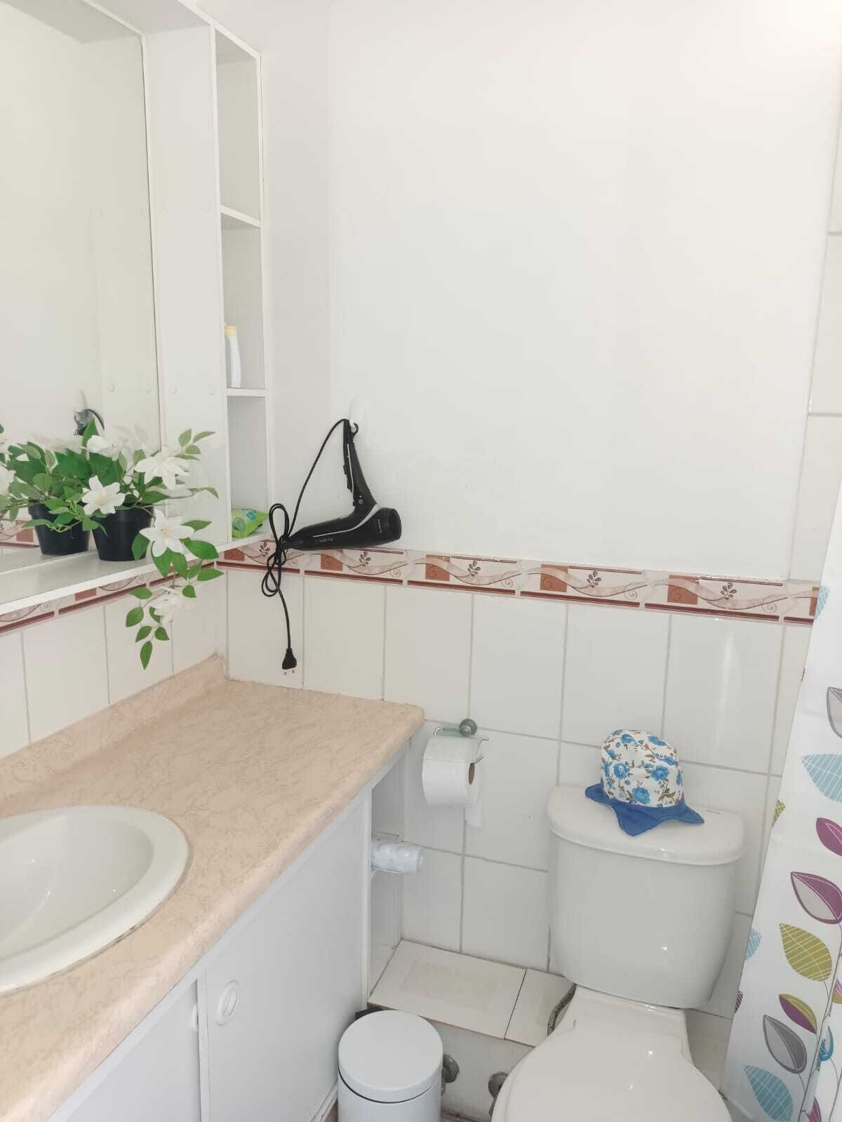 Dusche, Haartrockner, Handtücher, Toilettenpapier