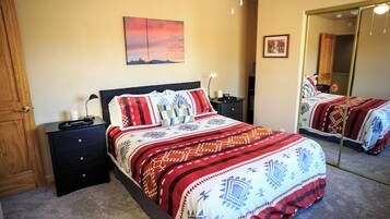 Iron/ironing board, travel crib, free WiFi, bed sheets