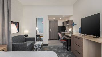 Hypo-allergenic bedding, desk, blackout curtains, iron/ironing board