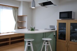 Family Studio, City View | Private kitchen | Mini-fridge, microwave - Hotel Leap (Chuou-ku Nishishinsaibashi)