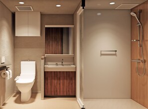 Standard Quadruple Room, 2 Double Beds, Non Smoking | Bathroom | Hair dryer, towels, shampoo, toilet paper - Apartment Hotel 11 Nambaminami 5 (Osaka Naniwa Ward)