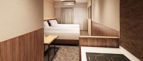 Standard fyrbäddsrum - 2 dubbelsängar - icke-rökare | Skrivbord, mörkläggningsgardiner, gratis wi-fi och sängkläder