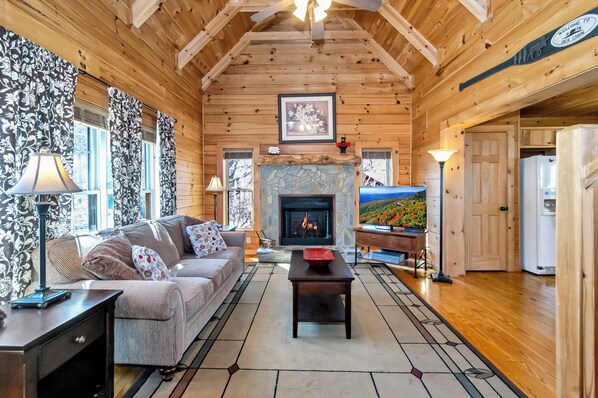 Smart TV, fireplace, table football