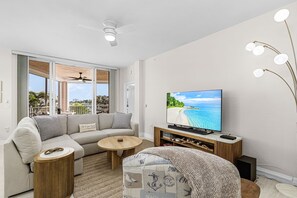 TV, offices - Palm Harbor #201 on Fort Myers Beach with canal views and pool access (Fort Myers Beach)
