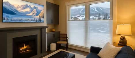 TV, fireplace