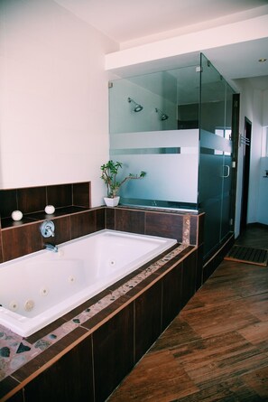 Dusche, Whirlpool, Haartrockner, Handtücher