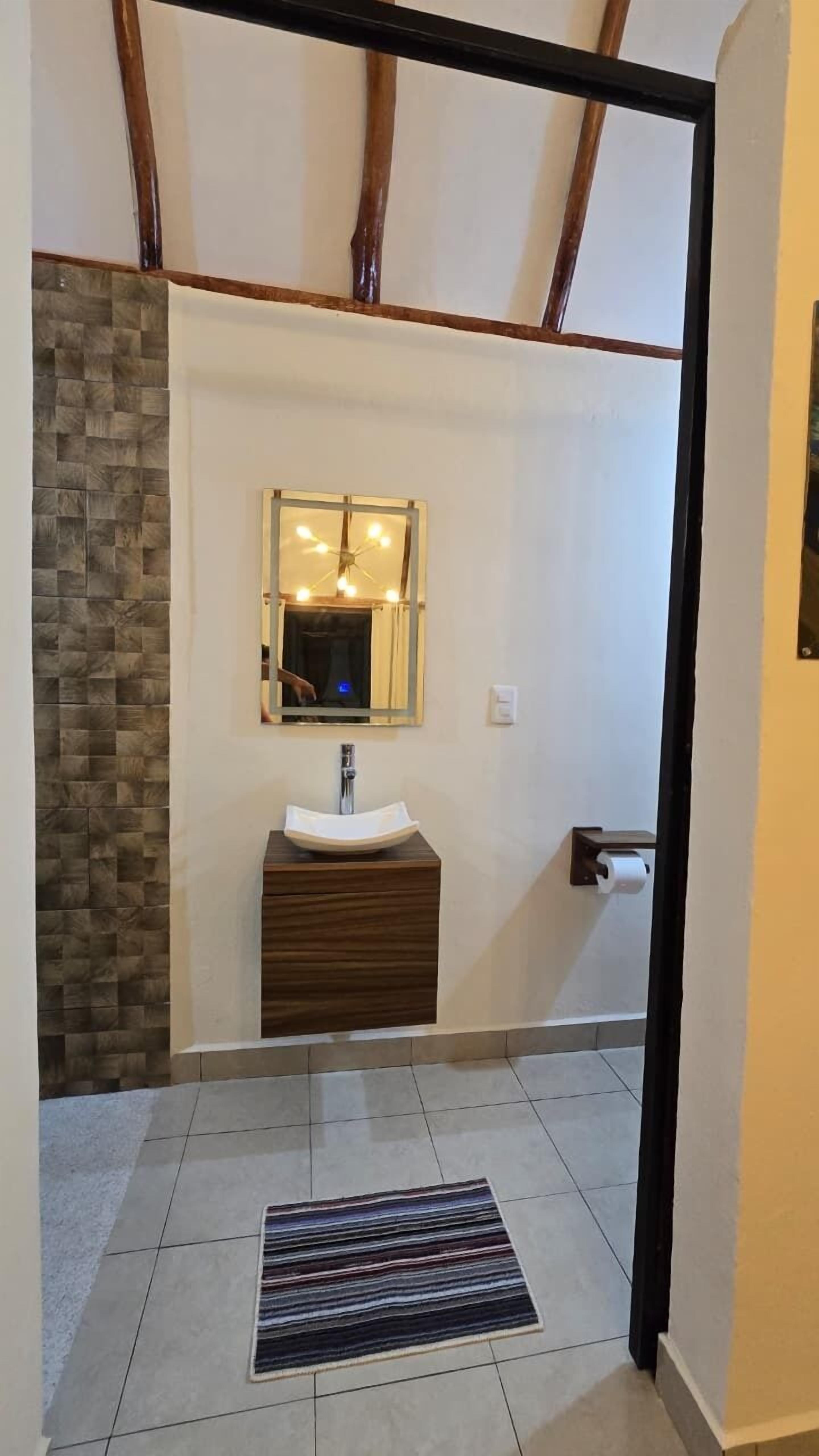 Shower, towels, soap, shampoo