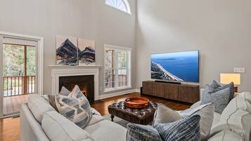 TV, fireplace, DVD player, table football