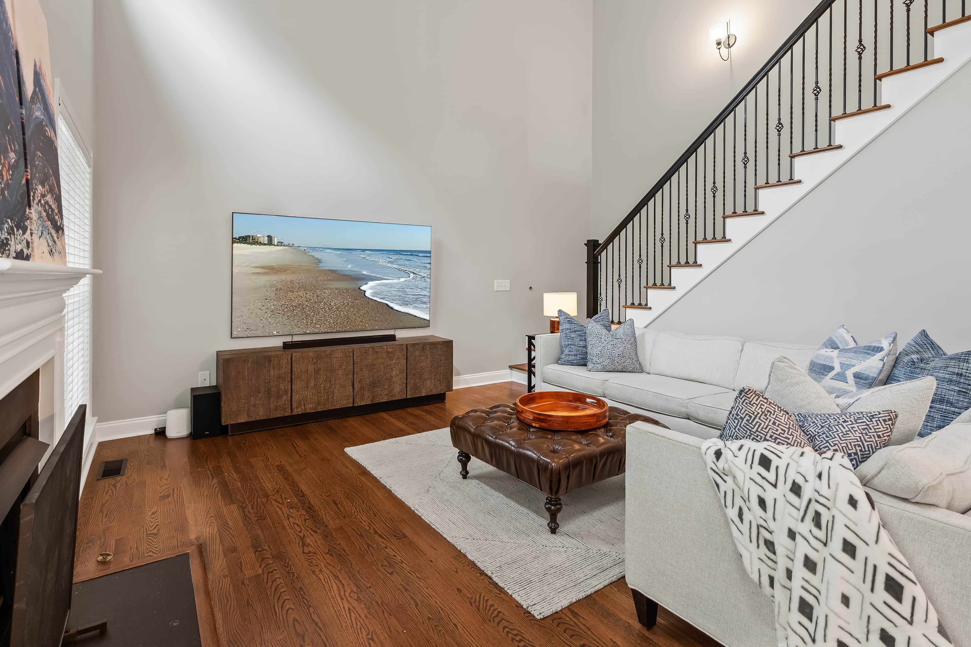 TV, fireplace, DVD player, table football