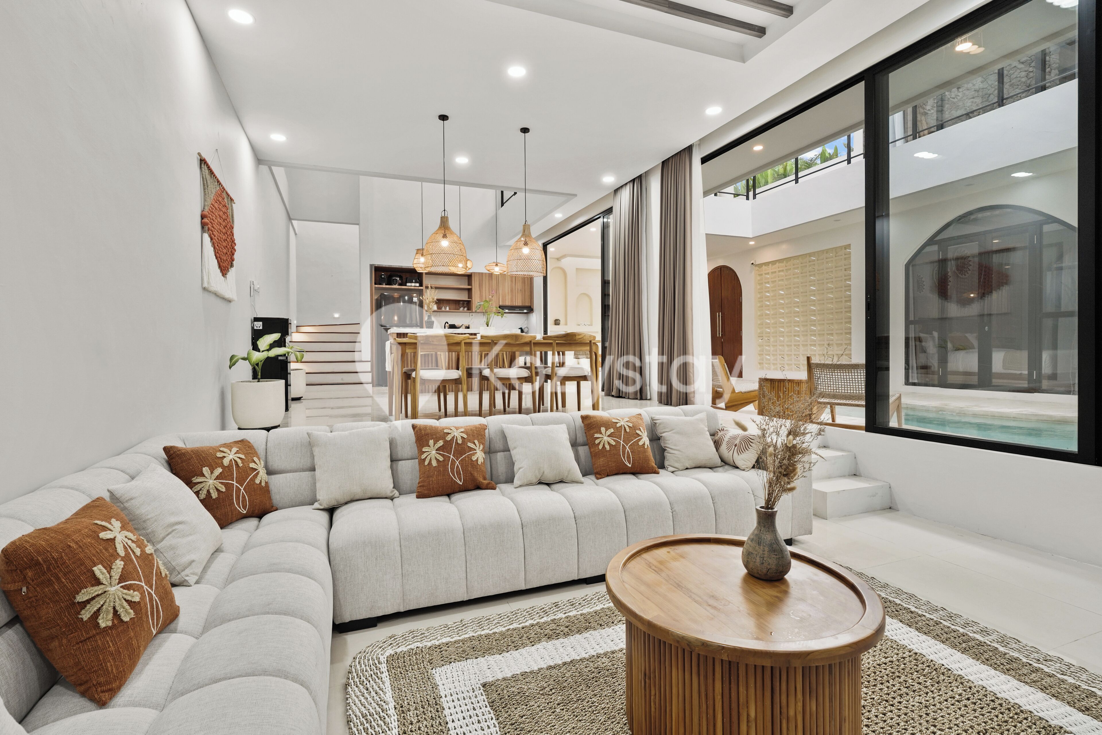 Villa, 3 Bedrooms, Pool View | Living area | 55-inch Smart TV with cable channels, Netflix, streaming services