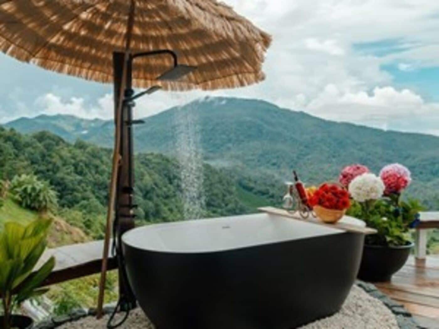 Vila Deluks, 1 Tempat Tidur King, balkon, pemandangan gunung | Kamar mandi