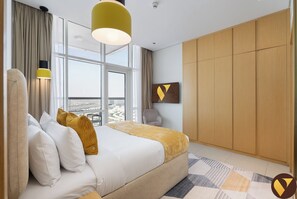 Apartamento superluxo, sacada, vista para a cidade | Ferros/tábuas de passar roupa, berços (sobretaxa), Wi-Fi de cortesia