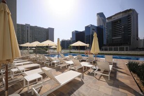Pool - 1BR Facing Canal and City Views, A Short Walk to Bus Stop and Marine Transport (Dubai)