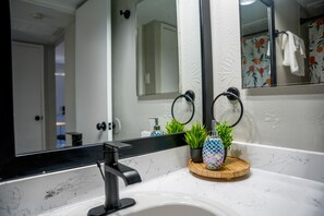 Hair dryer, towels, soap, shampoo - peaceful Dallas  staywith AC (Dallas)