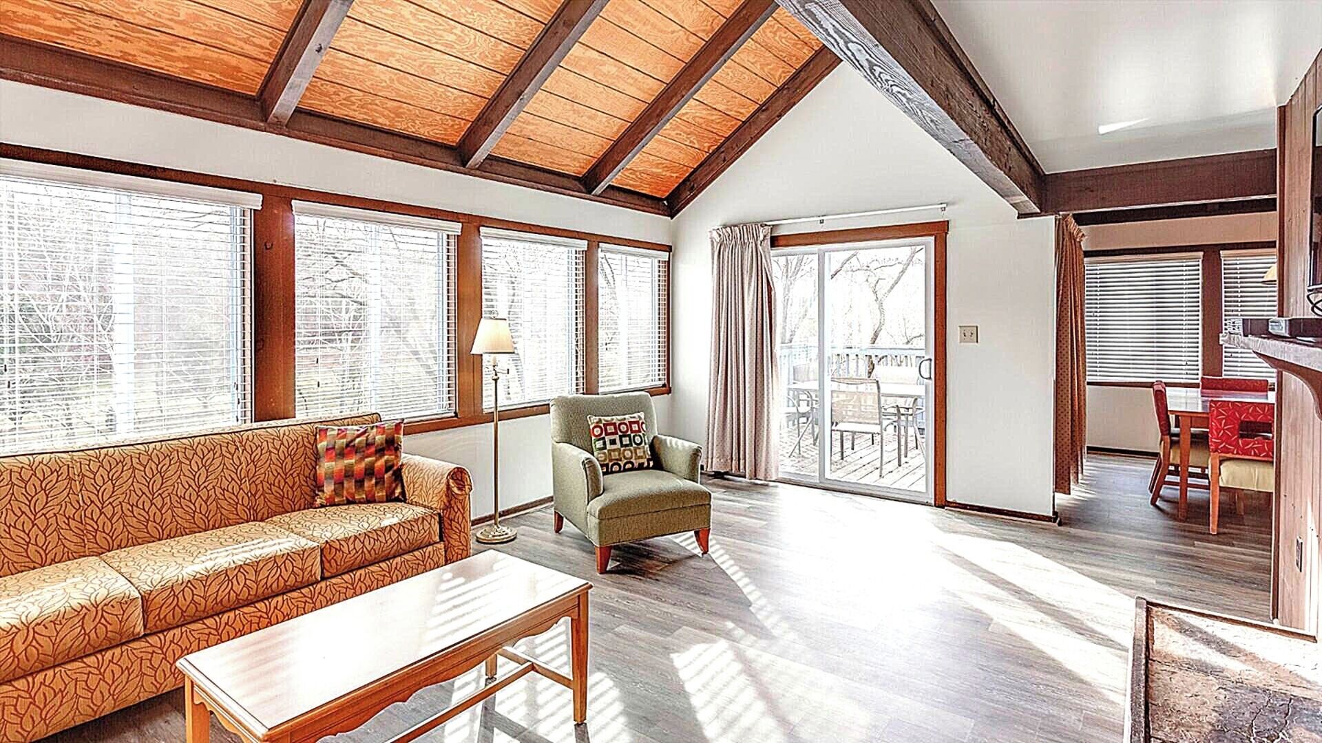 TV, fireplace, books