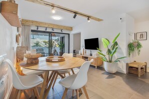 Dining - Holiday Apartment 'Mila' with Shared Pool, Private Terrace and Wi-Fi (La Oliva)