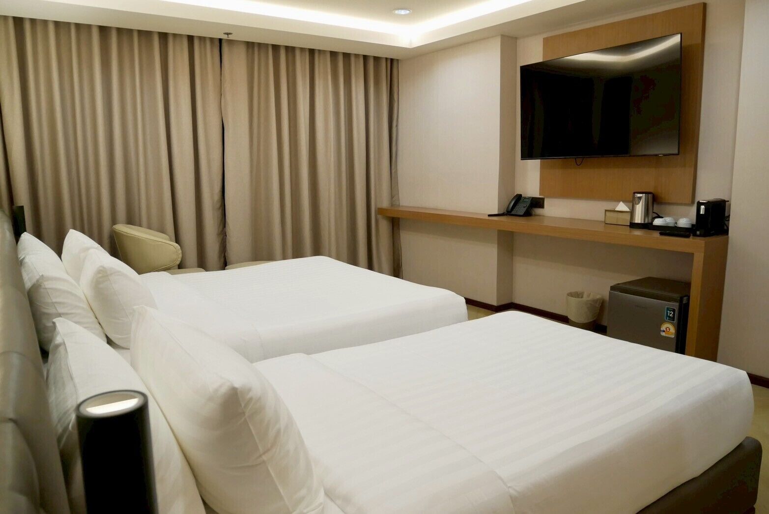 Family Triple Room, Non Smoking, City View | In-room safe, desk, laptop workspace, blackout curtains