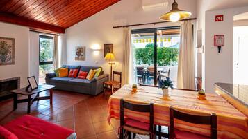 Televisión y chimenea