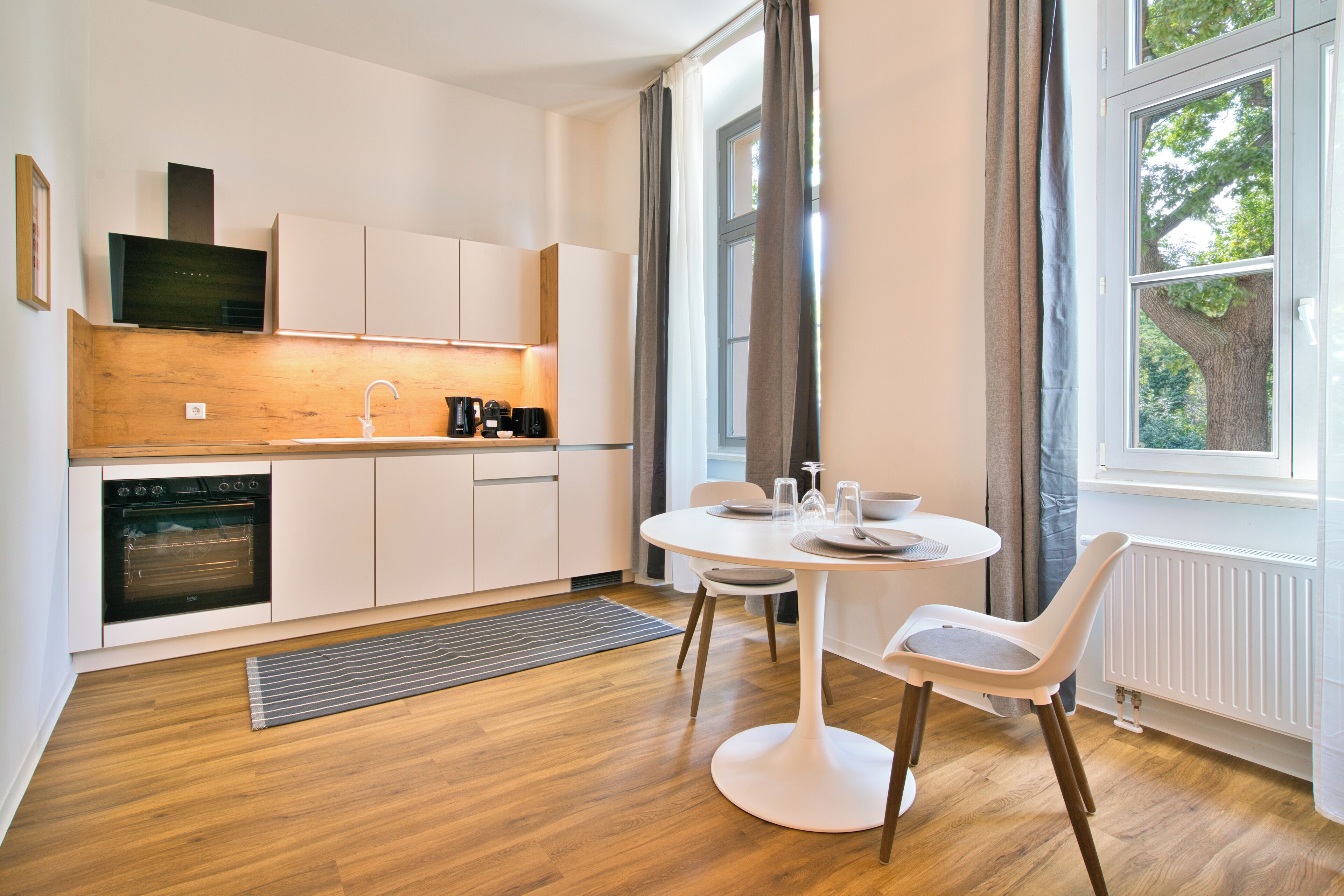 Luxury-Apartment, 1 King-Bett, Küche, Stadtblick | Eigene Küche | Großer Kühlschrank, Herdplatte, Geschirrspüler