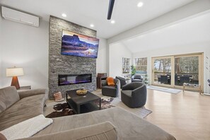 TV, fireplace - Winter Basecamp • Warm Western Ranch Vibes (Meredith)