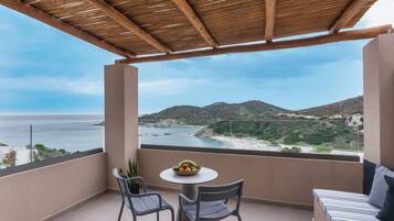 Utsikt mot strand/hav