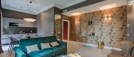 Deluxe-huoneisto, kaupunkinäköala | Oleskelualue