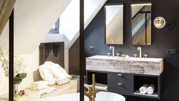 Douche, sèche-cheveux, serviettes fournies