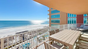 Outdoor dining - 4BR Beachfront, Lazy River/Slide, Parking level! (Orange Beach)
