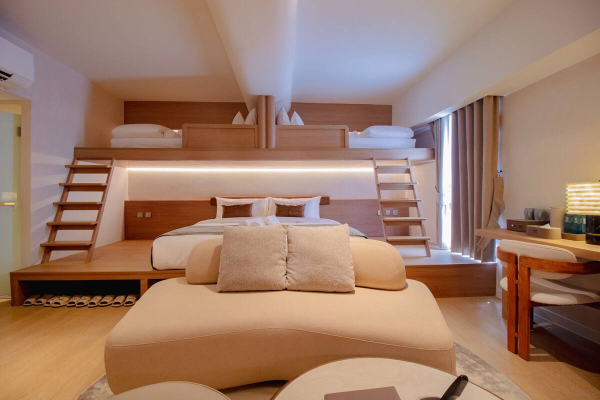 Studio Suite dành cho gia đình | Két bảo mật tại phòng, màn/rèm cản sáng, phòng cách âm 