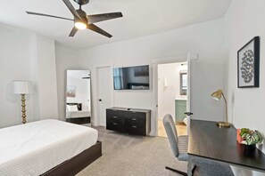 3 bedrooms, desk, iron/ironing board, travel cot