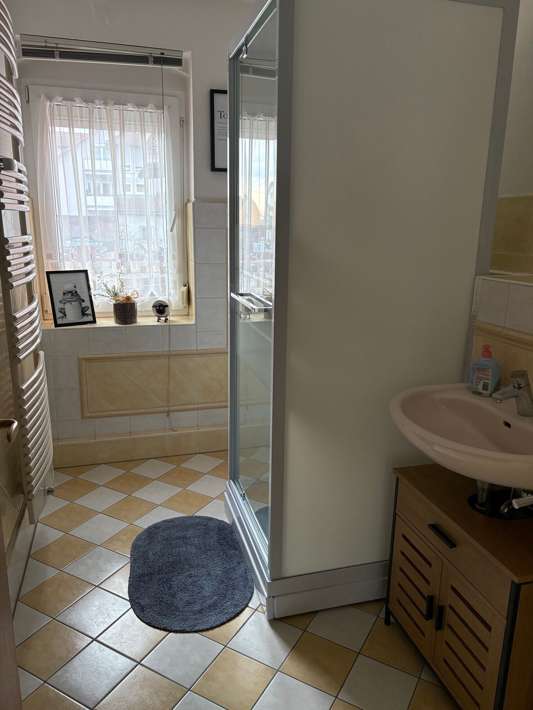 Douche, serviettes fournies