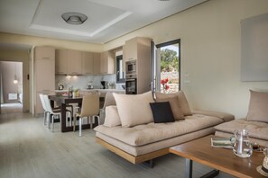 Living area - Stylish Villa with Ainos-and-Sea Views set in Mature Gardens near Trapezaki (Kefalonia)