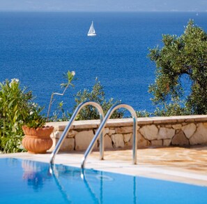 Pool - Beautiful Family Villa with Sea Views & Shaded Terraces near Beach (Paxos)