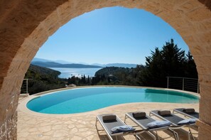 Pool - Villa Christianna - Elegant Villa with Magnificent Sea Views near Agios Stephanos (Corfu)