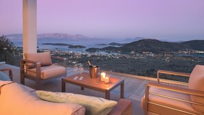 Terrace/patio - Luxury Villa with Mesmerising Sea-and-Island Views and Large Private Pool (Perigiali)