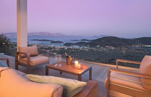 Terrace/patio - Luxury Villa with Mesmerising Sea-and-Island Views and Large Private Pool (Perigiali)