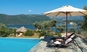 Pool - Stylish Contemporary Villa with Sea Views and Steps to the Water (Meganissi)