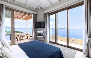 3 bedrooms, in-room safe, iron/ironing board - Elegant Contemporary Villa with Spectacular Ionian Views and Sea Access (Meganissi)