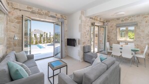 Living area - Stylish Contemporary Villa with Spacious Terrace near Vathy Tavernas (Meganissi)